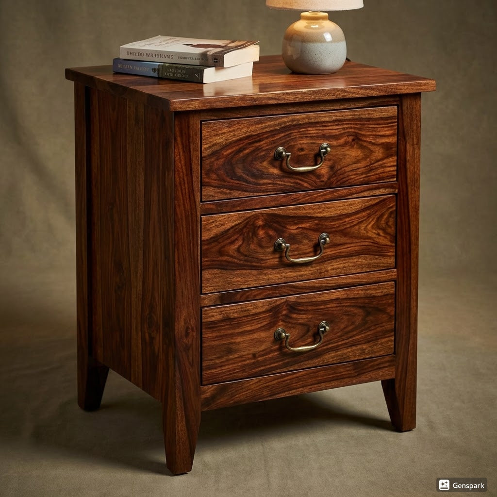 Elite Solid Wood Bedside Table with Storage Drawer & Modern Finish