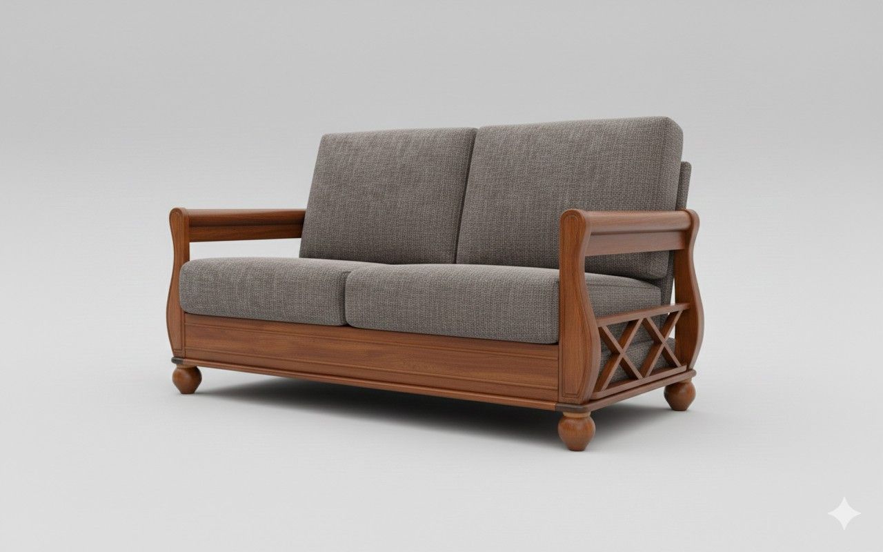 Classic Elegance Wooden Sofa Set with Premium Cushion Support