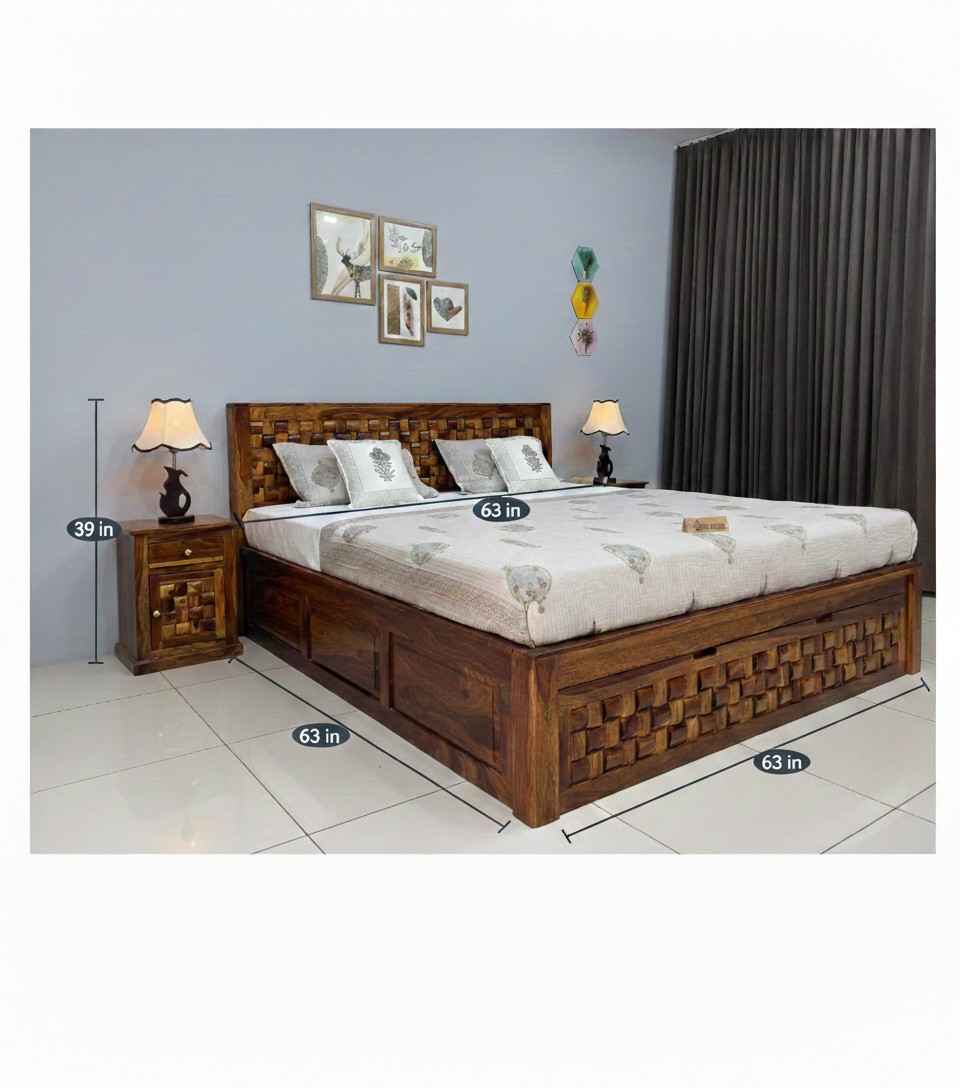 Grand Heritage Premium Sheesham Wood King Size Bed Frame