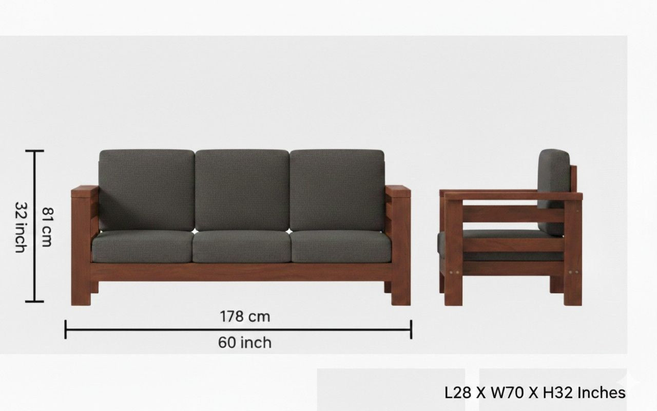 Heritage Royale Handcrafted Sheesham Living Room Sofa