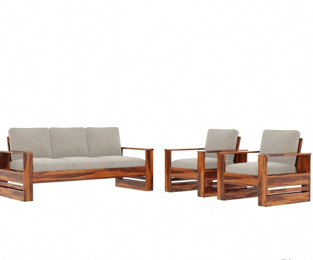 Luxe Solid Sheesham Wood Premium Seating Sofa Set with Modern Finish for Home