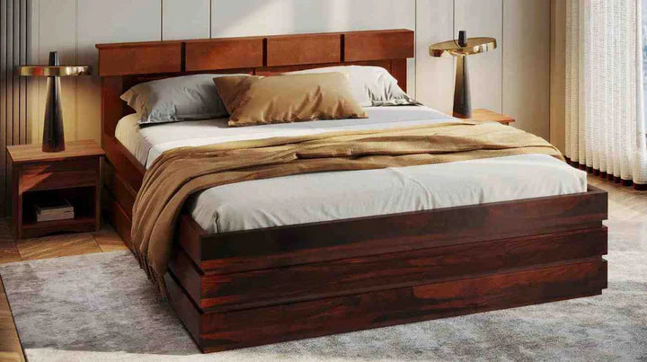 Luxury Wooden Bed With Hydraulic Storage And Premium Wooden Finishing By Sarve Furniture