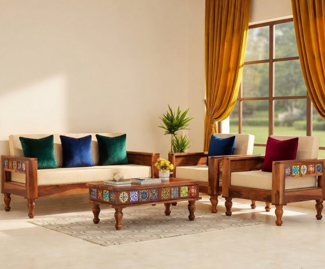 Maharaja Solid Sheesham Wood Luxury Sofa Set with Modern Finish