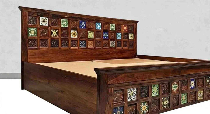 Milan Sheesham Wood King Size Storage Bed With Drawer Design by Sarve Furniture for luxury modern bedroom interior