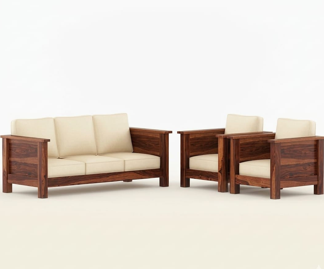 Royale Solid Sheesham Wood Modern Comfort Sofa Set with Modern Finish for Living Room