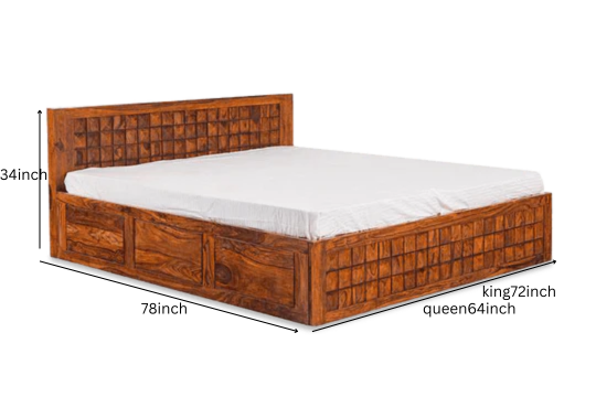 Shahi Palace Solid Wood King Size Bed with Integrated Storage Drawers