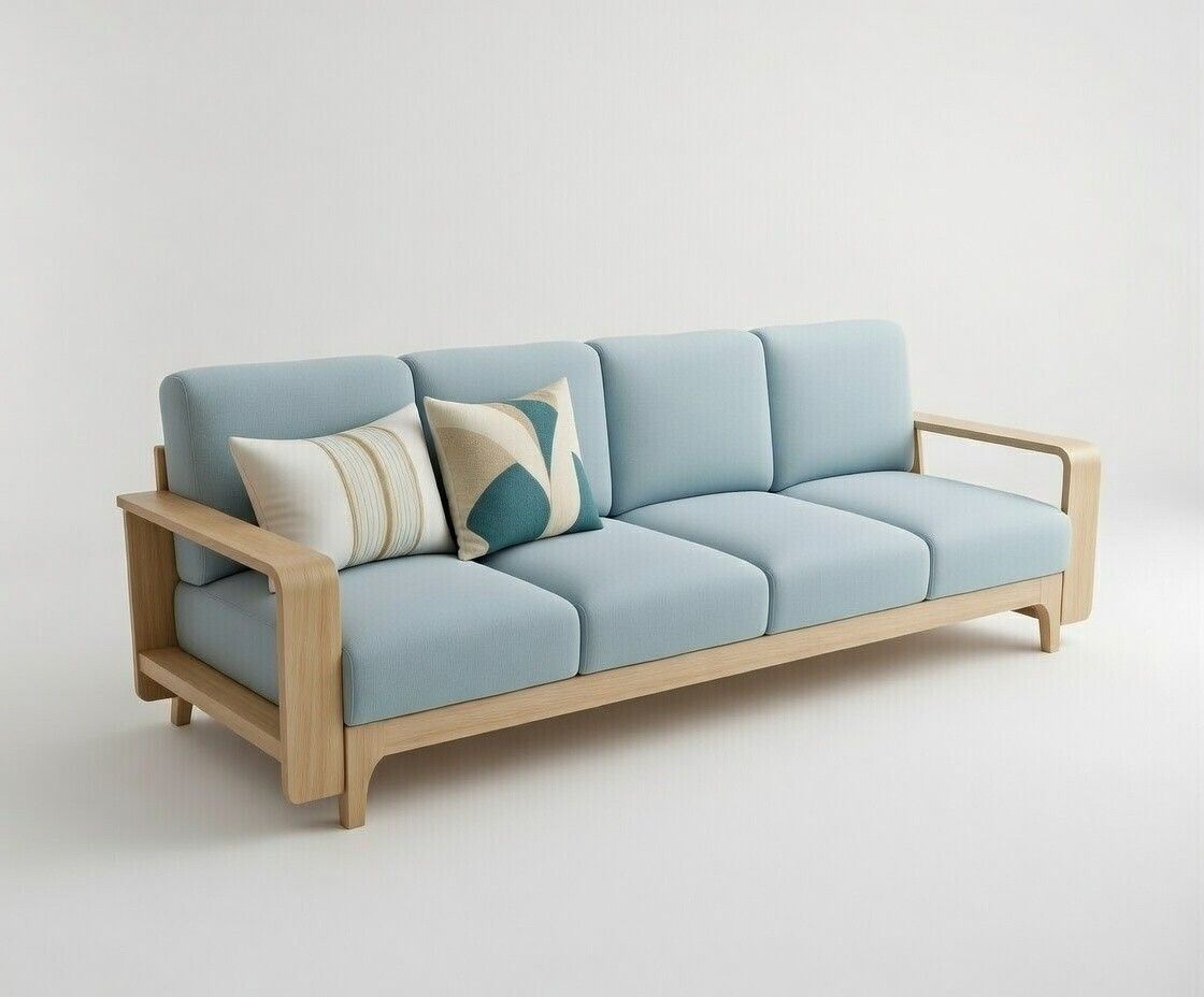 Urban Luxe Designer Wooden Sofa with Cushioned Comfort