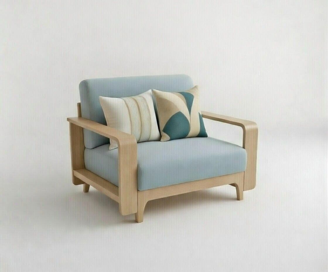 Urban Luxe Designer Wooden Sofa with Cushioned Comfort