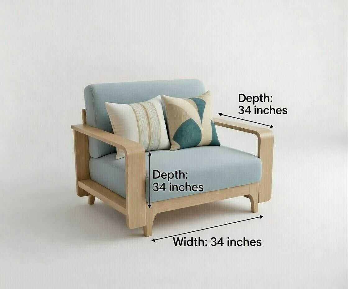 Urban Luxe Designer Wooden Sofa with Cushioned Comfort