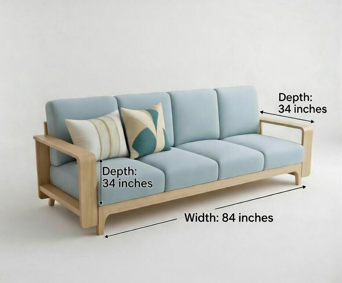 Urban Luxe Designer Wooden Sofa with Cushioned Comfort