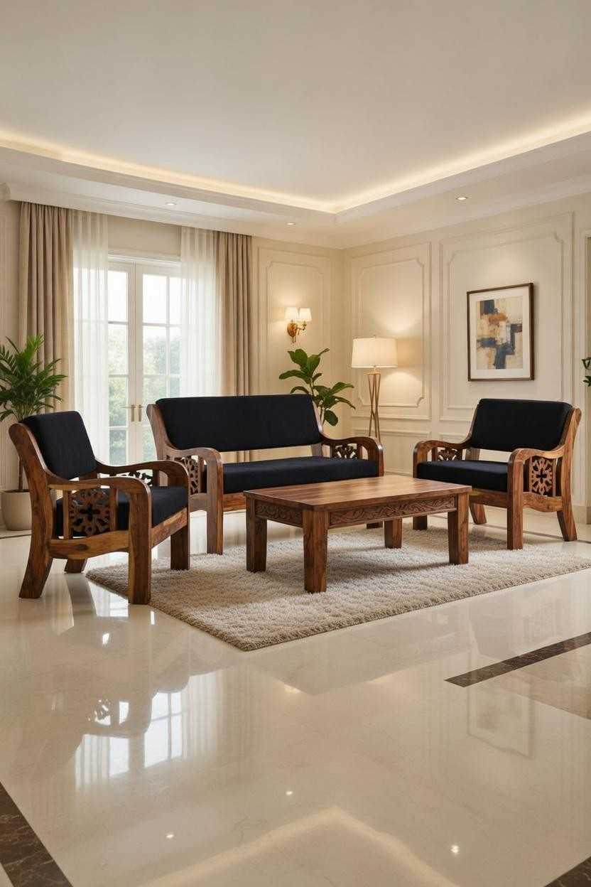 Sarve Maharaja Classic Premium Hand-Carved Wooden Sofa Set