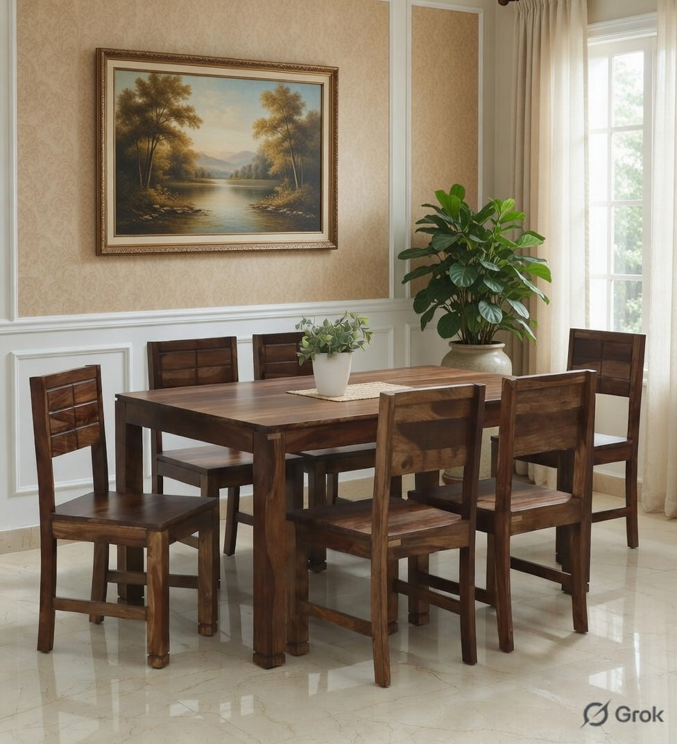 Rajsi Elegance Solid Sheesham 6 Seater Dining Table