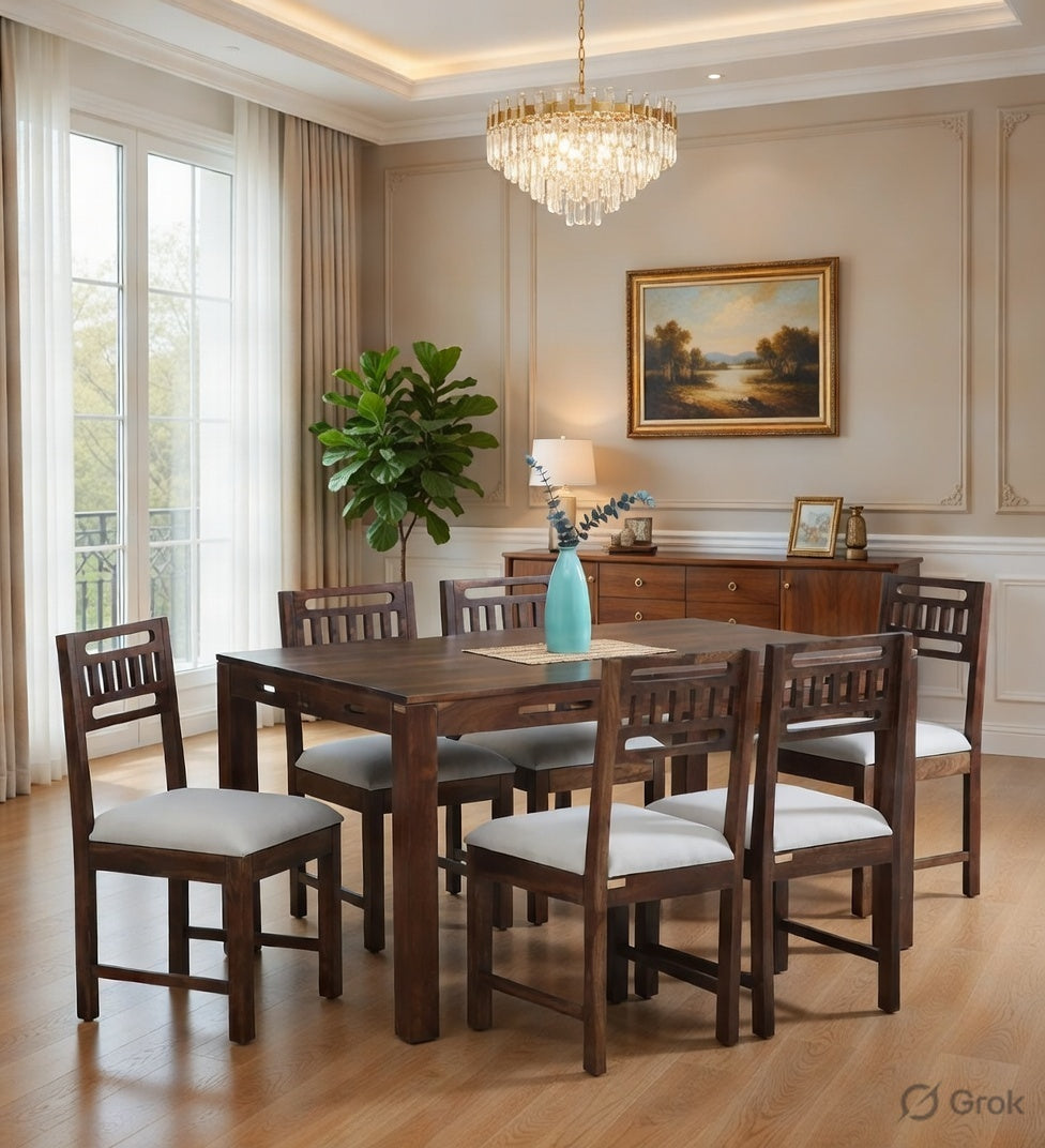 Rajsi Elegance Solid Sheesham 6 Seater Dining Table Se