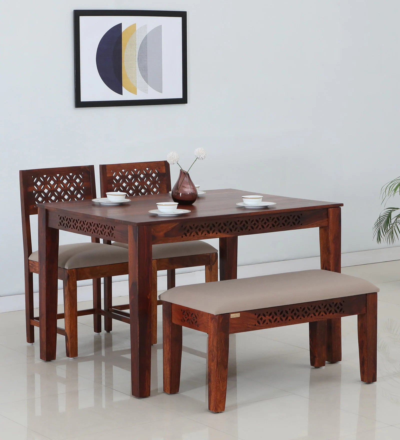 Royal Heritage Solid Sheesham Wooden Dining Table Set