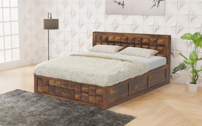 Dimand Bed With Hydraulic Storage in Sheesham Wood By Sarve Furniture