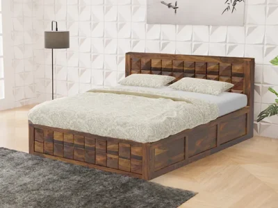 Dimand Bed With Hydraulic Storage in Sheesham Wood By Sarve Furniture