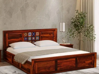 Nova Dream Contemporary Bed in solid Sheesham wood with storage