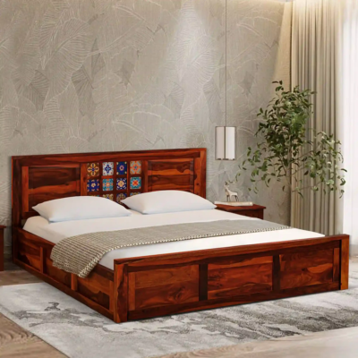 Nova Dream Contemporary Bed in solid Sheesham wood with storage