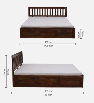 Safari Sheesham Wood Bed Online box Storage By Sarve Furniture - Image 4
