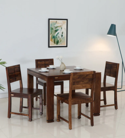 Bestselling Wooden Dining Table Set for 4 with Soft Seat Cushions