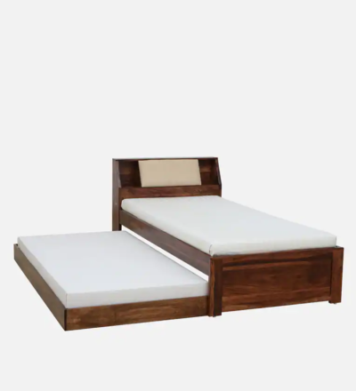 Classic Single Wooden Bed in Sheesham Premium Finish With Trundle - Image 5