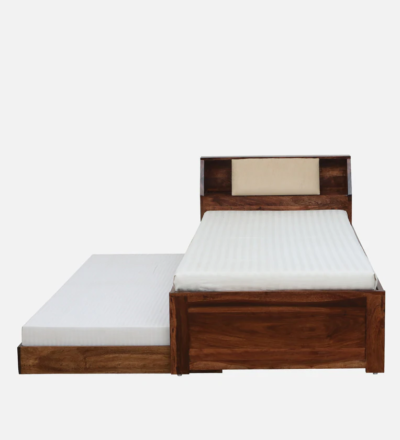 Classic Single Wooden Bed in Sheesham Premium Finish With Trundle - Image 6