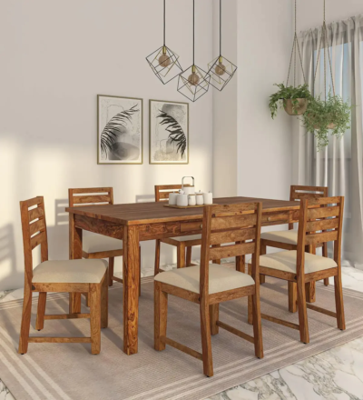 Heavy Sheesham wood dining set with extra-strong table and sturdy chairs