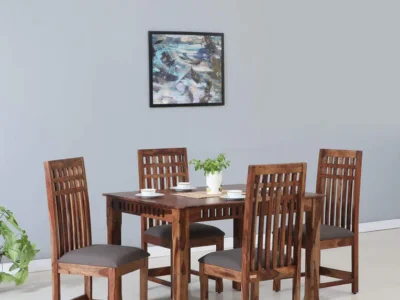 Wooden Dining Set Luxury for Kitchen and Dining Room with Cushioned Chairs
