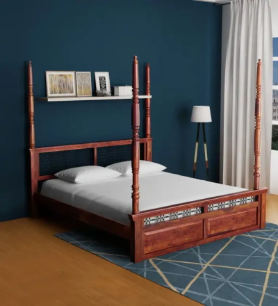 Traditional wooden poster bed without storage by Sarve Furniture – handcrafted with premium wood and classic design