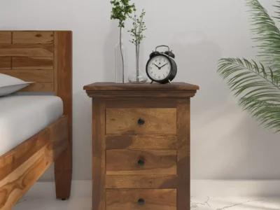 Luniva Solid Sheesham Wood Bedside Table with Drawers by Sarve Furniture