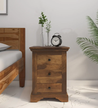 Luniva Solid Sheesham Wood Bedside Table with Drawers by Sarve Furniture