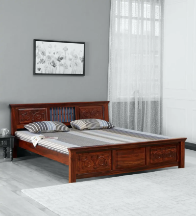 Wooden bed without storage in Bangalore by Sarve Furniture – premium Sheesham wood bed