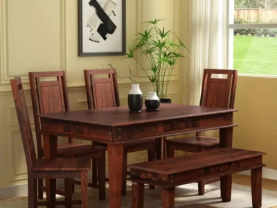 Wooden Dining Set Online 6 Seater Dining Set with Bench By Sarve Furniture