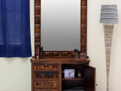 Designer wooden dressing table by Sarve Furniture – premium solid wood with mirror and storage drawers