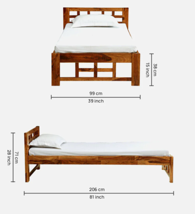 Handcrafted Wooden Single Bed with Strong Legs and Natural Finish - Image 7
