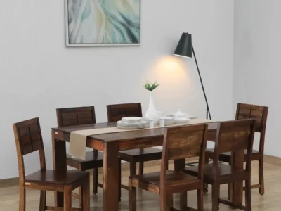 Premium Wooden Dining Set with Elegant Finish & Smooth Upholstery