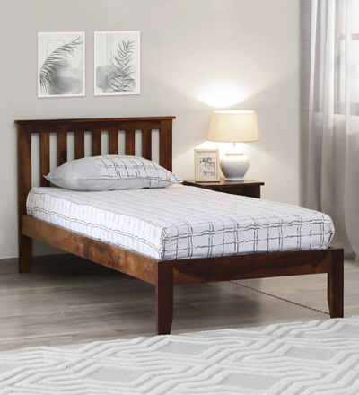 Sheesham wood mattress friendly single bed with sturdy frame by Sarve Furniture – durable solid wood bed for compact rooms