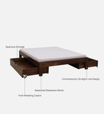 DreamNest Sheesham Wood Bed Storage With Drawers By Sarve Furniture - Image 6