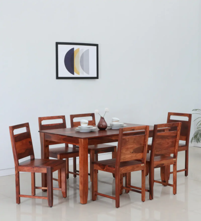 Solid Sheesham Dining Set with Sturdy Table Base and Cushioned Chairs for Modern Family - Image 3