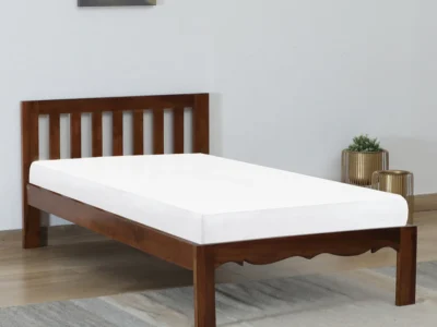Vintage Sheesham wood single bed with carved footboard by Sarve Furniture – traditional solid wood bed design