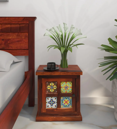 Calmest Sheesham Wood Bedside Table with Drawer by Sarve Furniture