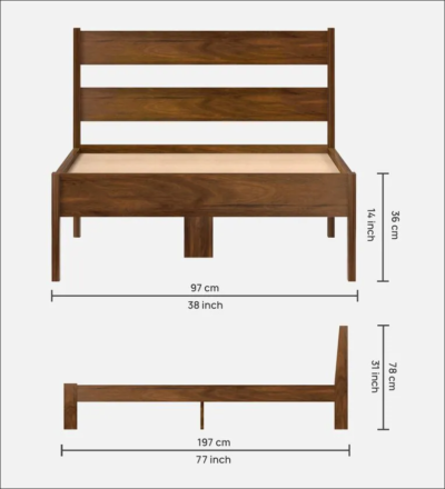 Designer Finish Single Bed in Sheesham for Guest Room By Sarve Furniture - Image 7