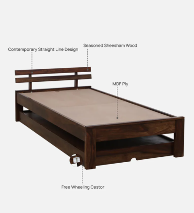 Space Saving Single Bed in Sheesham for Compact Bedrooms By Sarve Furniture - Image 9