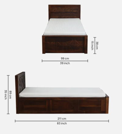 Indian Single Bed in Sheesham for PG and Student Rooms By Sarve Furniture - Image 11