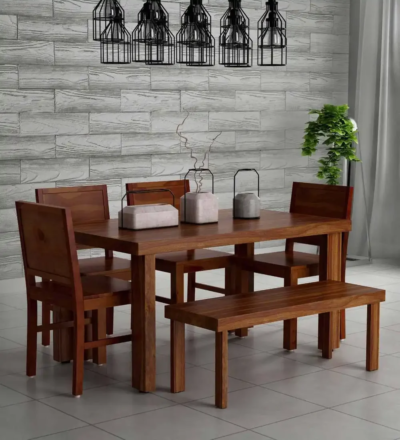 Classic dining set with bench and Sheesham wood table design
