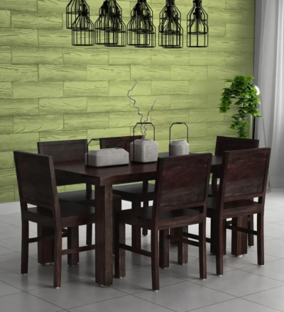 Minimal Wooden Dining Set for Apartments with Elegant Wood Texture and Seating - Image 7