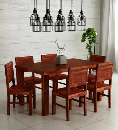 Minimal Wooden Dining Set for Apartments with Elegant Wood Texture and Seating - Image 8
