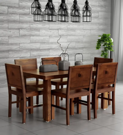 Minimal Wooden Dining Set for Apartments with Elegant Finish