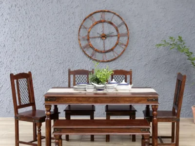 Compact dining set with upholstered seats and small table for dining area