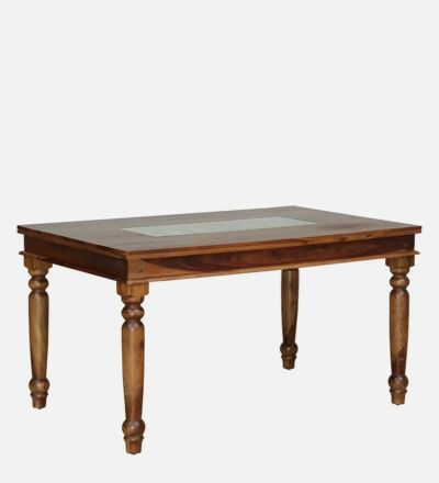Modern Wooden Dining Set 6 Seater with Open Legs and Tufted Upholstery Comfort - Image 3